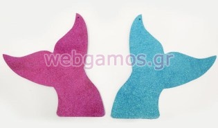 Ξύλινη ουρά γοργόνας ξύλινη με γκλιτερ μεγάλη (0619068)