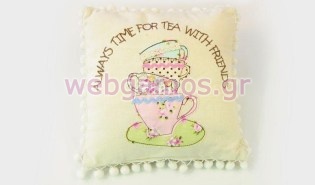 Μαξιλαράκι Κεντημένο με φλυτζανάκια (0621034)