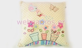 Μαξιλαράκι Με πουλάκι και λουλούδια (0621037)