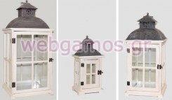Σετ Ξύλινο φανάρι με μέταλλο και γυαλί (0621045)