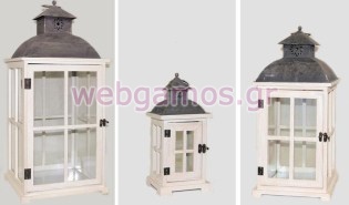 Σετ Ξύλινο φανάρι με μέταλλο και γυαλί (0621045)