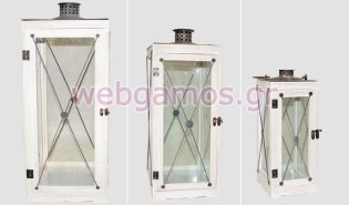 Σετ Ξύλινο φανάρι με μέταλλο και γυαλί (0621046)