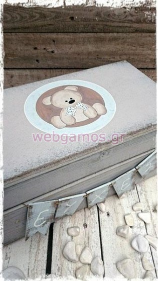 Ξύλινο Κουτί Ευχών βάπτισης αρκουδάκι (853571)