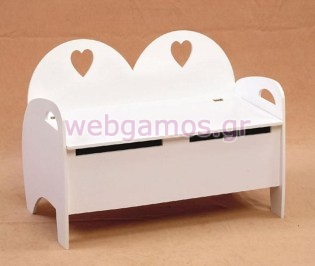 Μπαούλο Βάπτισης Παγκάκι με Καρδιές (07004)