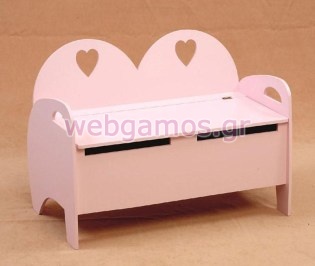 Μπαούλο Βάπτισης Παγκάκι με Καρδιές (07004)