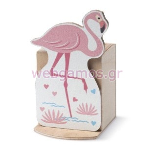 Μπομπονιέρα Ξύλινη μολυβοθήκη φλαμίνγκο (ΜΛ112)
