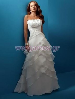 Νυφικό Οργάντζα με ιδιαίτερο μπούστο (0112)