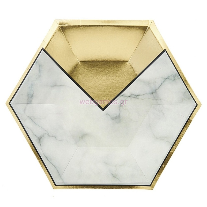 Πιάτο Εξάγωνο Μάρμαρο 23εκ ΡΤ074-2 Σετ 10τμχ