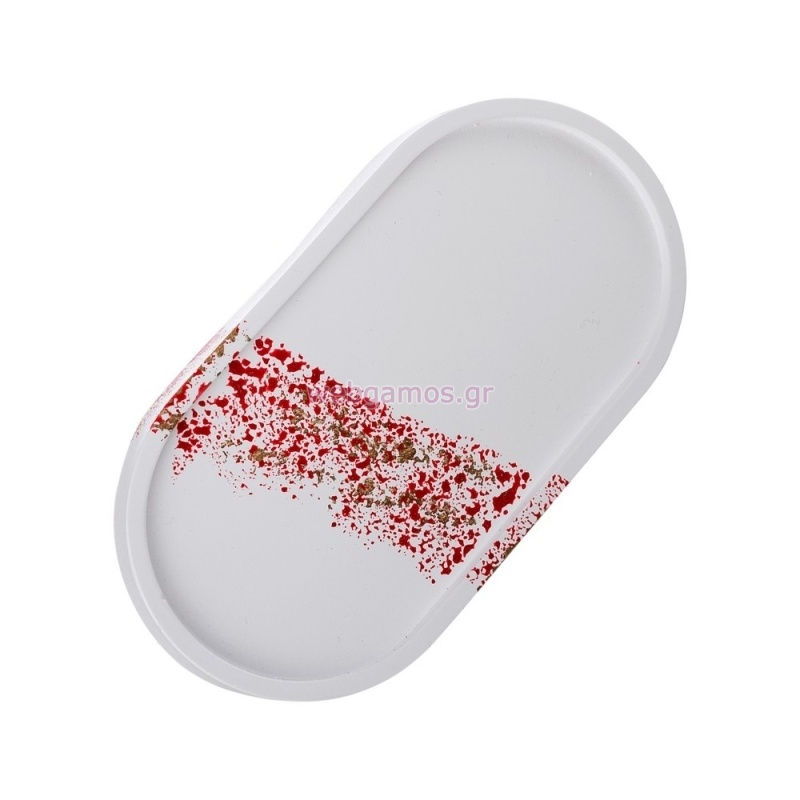 Διακοσμητικός Δίσκος Οβάλ Λευκό/Κόκκινο Κ954 17*7εκ