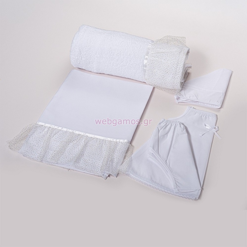 Λαδόπανο Χρυσό Πουά Τούλι Κορίτσι Λ249