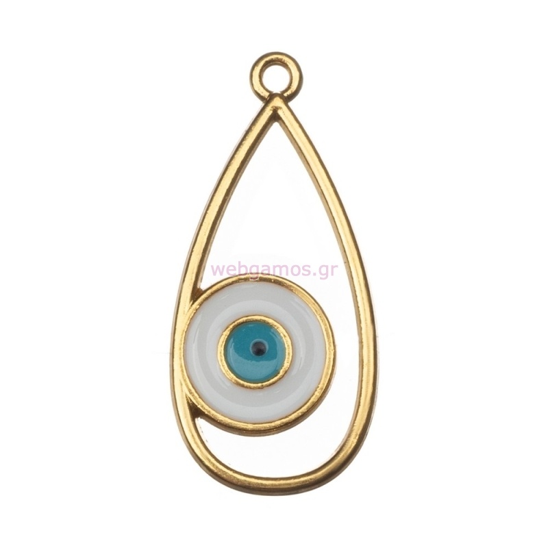 Μεταλλικό Μάτι Σταγόνα Χρυσό με Σμάλτο 25τμχ Ε81