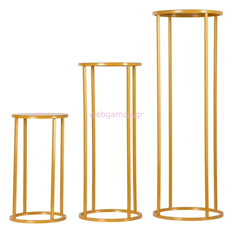 Σετ Στρογγυλές Μεταλλικές Βάσεις Διακόσμησης - Χρυσό Χρώμα Ε91