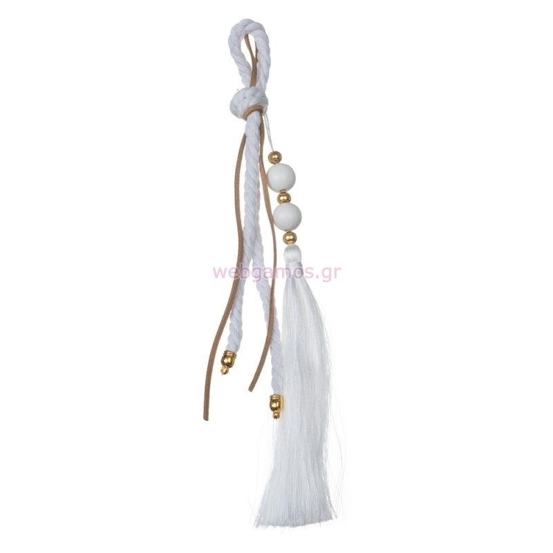 Βάση Γούρι / Μπομπονιέρα με Λευκό Στριφτό Κορδόνι 5τμχ Ε72