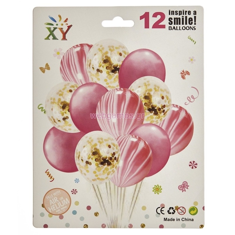 ΜΠΑΛΟΝΙΑ ΣΕΤ ΡΟΖ 12τμχ ΡΤ043-2 30εκ