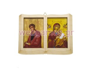 Ξύλινη Χειροποίητη εικόνα διπλή με 2 Αγίους (9966107)