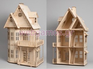 Ξύλινο Κουκλόσπιτο μεγάλο Vintage 72 εκ ύψος (101111)