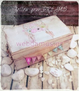 Ξύλινο Κουτί Ευχών βάπτισης ονειροπαγίδα (853126)