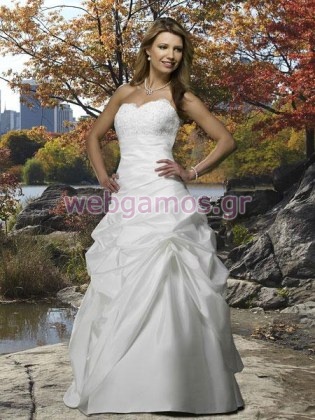 Νυφικό Σατέν με δαντέλα στο μπούστο (0128)