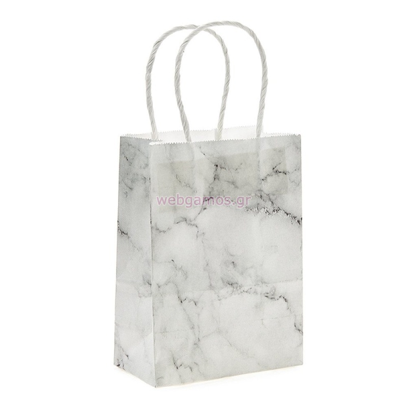 Τσάντα Χάρτινη Λευκό/Ασημί ΡΤ136-2 15*11*6εκ