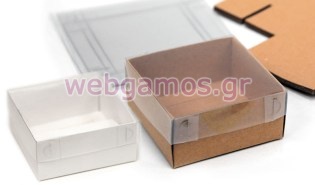 Κουτί Χάρτινο με ζελατίνα και καπάκι μεγάλο 11cm x 11cm x 5cm (0506251)