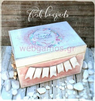 Ξύλινο Κουτί βάπτισης λουλούδια (611771)