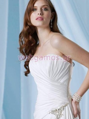 Νυφικό Σατέν με swarovski στην μέση (0131)