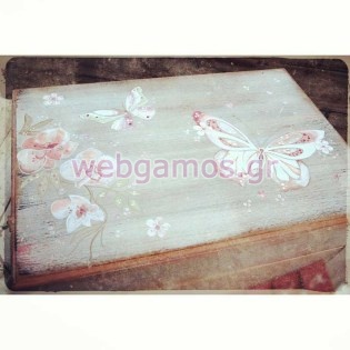 Ξύλινο Κουτί βάπτισης πεταλούδες (611767)