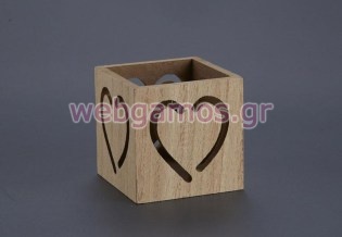 Μπομπονιέρα ξύλινο κουτάκι καρδιά (ZL17E1080)