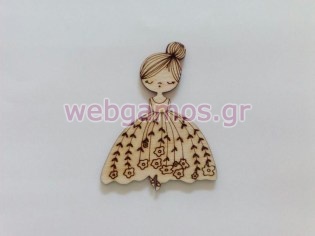 Ξύλινο Διακοσμητικό Κορίτσι λουλουδένιο φόρεμα (500433)