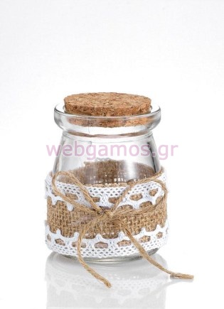 Μπομπονιέρα Γάμου βαζάκι με λινάτσα (202-8294)