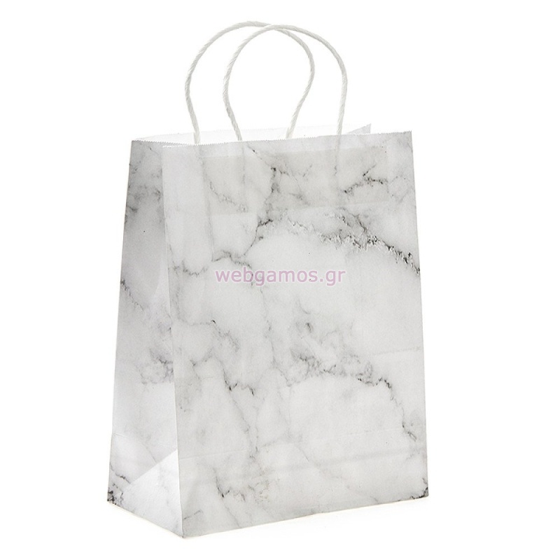 Τσάντα Χάρτινη Λευκό/Ασημί ΡΤ136-4 27*21*11εκ
