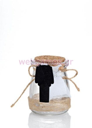 Μπομπονιέρα Γάμου βαζάκι με γαμπρό και νύφη (202-8432)