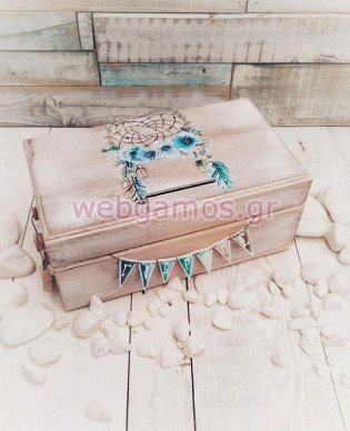 Ξύλινο Κουτί Ευχών βάπτισης ονειροπαγίδα (611810)