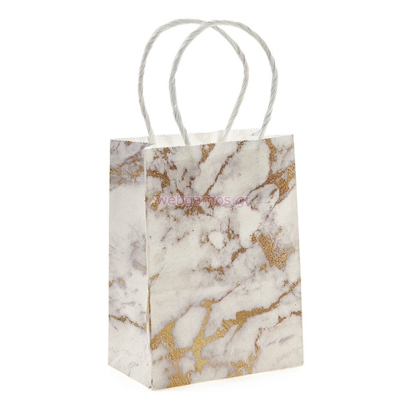 Τσάντα Χάρτινη Λευκό/Χρυσό ΡΤ136-1 15*11*6εκ