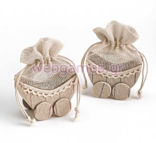 Μπομπονιέρα Βάπτισης πουγκί καροτσάκι (205-7336)