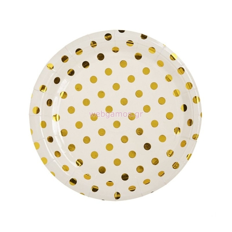 Πιάτο Χρυσό Πουά 23εκ ΝΚ365-2 Σετ 10τμχ