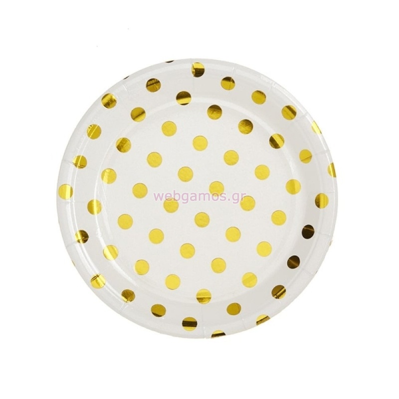 Πιάτο Χρυσό Πουά 18εκ ΝΚ365-1 Σετ 10τμχ