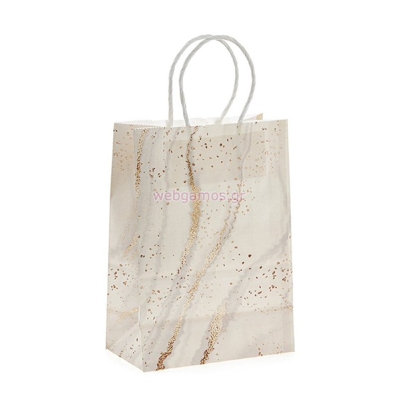 Τσάντα Χάρτινη Λευκό/Χρυσό ΡΤ140-2 21*15*8εκ