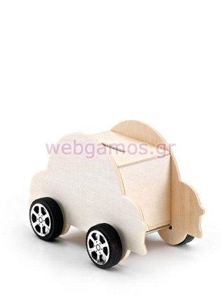 Μπομπονιέρα Βάπτισης ξύλινος κουμπαράς αυτοκινητάκι (208-8143)