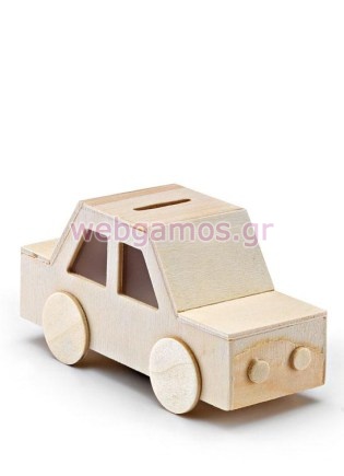 Μπομπονιέρα Βάπτισης ξύλινος κουμπαράς αυτοκινητάκι (208-8162)