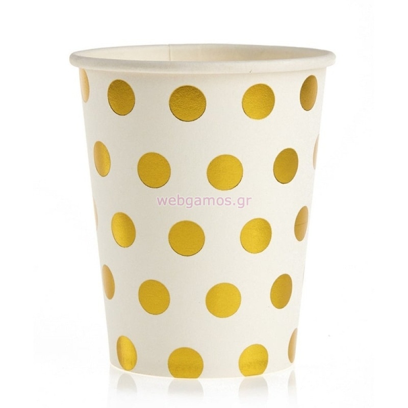 Ποτήρι Χρυσό Πουά ΝΚ374 Σετ 10τμχ