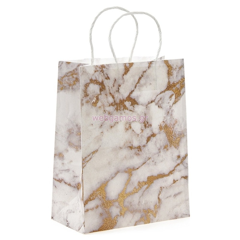 Τσάντα Χάρτινη Λευκό/Χρυσό ΡΤ136-3 27*21*11εκ