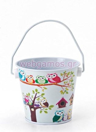 Μπομπονιέρα Βάπτισης κουβαδάκι κουκουβάγια (203-8370)