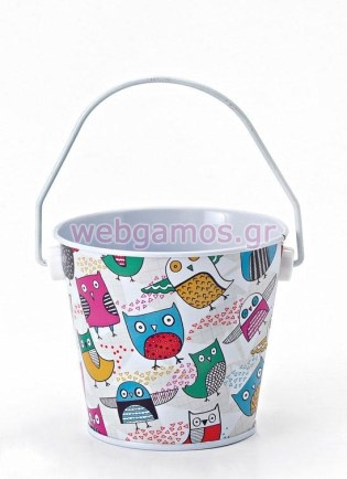 Μπομπονιέρα Βάπτισης κουβαδάκι κουκουβάγια (203-8370)