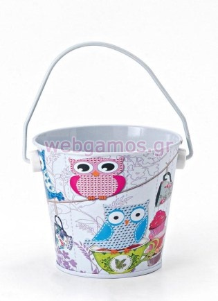 Μπομπονιέρα Βάπτισης κουβαδάκι κουκουβάγια (203-8370)