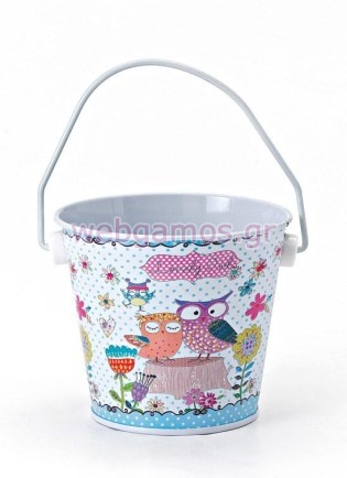 Μπομπονιέρα Βάπτισης κουβαδάκι κουκουβάγια (203-8370)