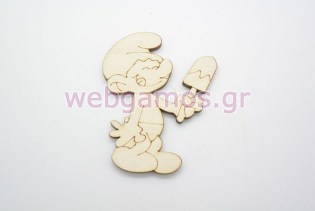 Ξύλινο Διακοσμητικό στρουμφάκι με παγωτό (011600266