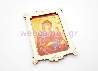  Μπομπονιέρα βάπτισης ξύλινη εικόνα με επιλογή Αγίου (10501100)