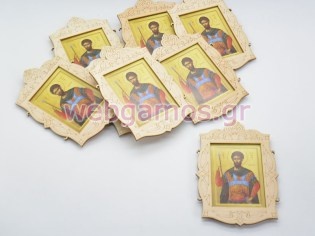  Μπομπονιέρα βάπτισης ξύλινη εικόνα με επιλογή Αγίου (10501101)