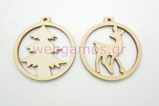 Ξύλινο Διακοσμητικό τάρανδος και έλατο (60057)